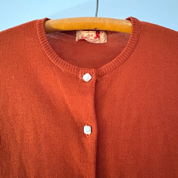 M-L | Vintage 50s brown "Kharafleece" cardigan by Jantzen - AS IS - Picture 5 of 8